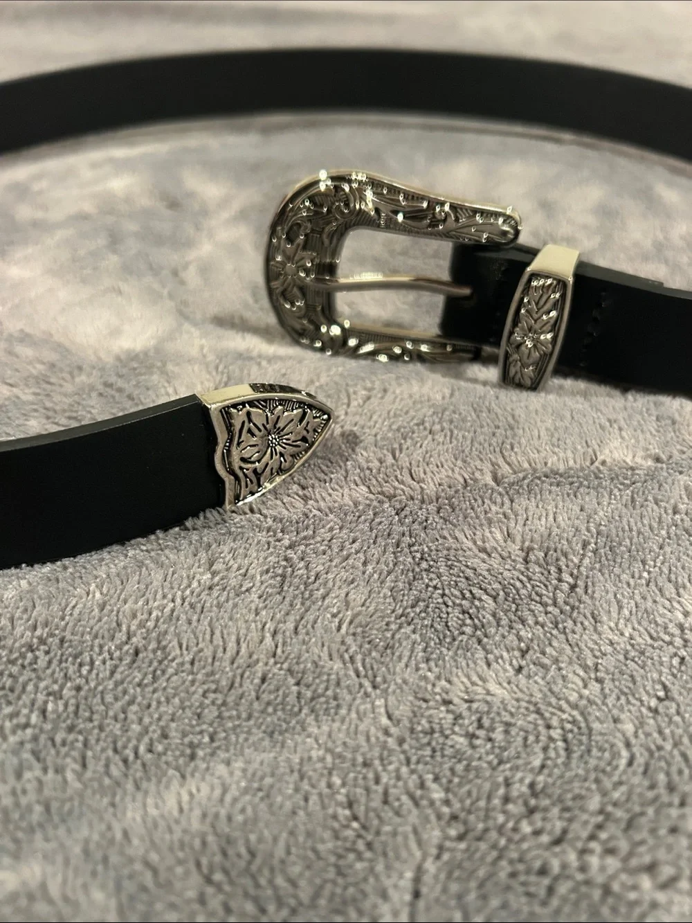 2 Black Western Inspired Belts - Gold & Silver
